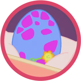 Eggy, a purple spotted dinosaur egg