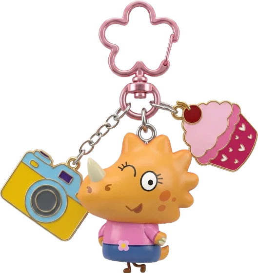 Triceps keyring with camera and cupcake charms
