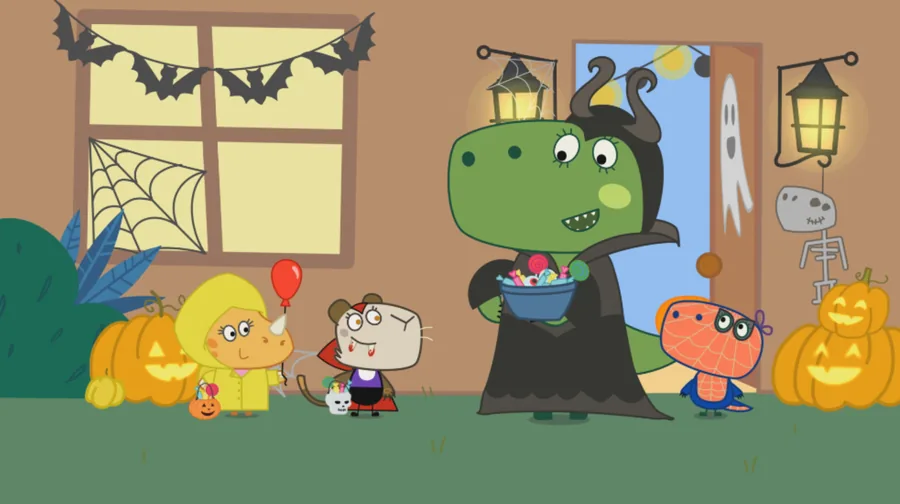 The friends dressed up in costumes for a Halloween party